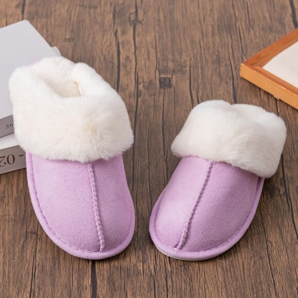 Cozy Women's Faux Fur Memory Foam Slippers - Warm & Anti-Skid (Size 9-10) - Picture 4 of 6